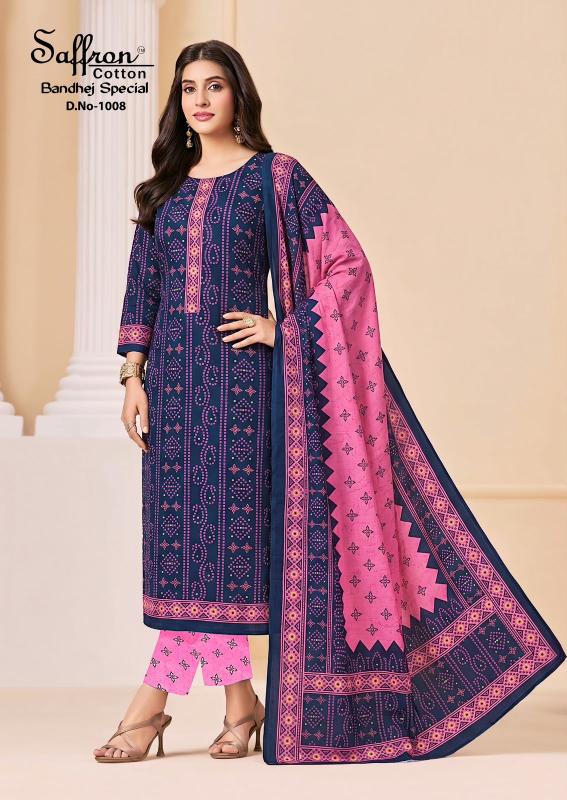 Saffron bandhej special dress material wholesale in hyderabad